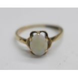 A 9ct gold and opal ring, 1.4g, L