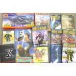 Vintage Warhammer books, magazines and games and an Airfix Boeing AH64 Apache