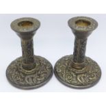 A pair of silver candlesticks, Birmingham 1972, 10.5cm