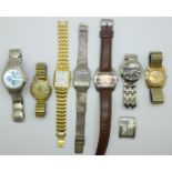 A Berg automatic 25 jewel wristwatch and seven other wristwatches