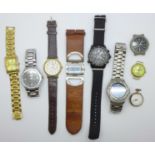 A collection of lady's and gentleman's wristwatches including Timex, Lorus, a small trench style