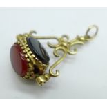 A 9ct gold swivel fob, 3g