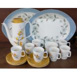 A six setting coffee service, marked Image 70 Glencoe, Staffs., England, and two Wedgwood