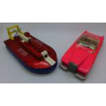 A Dinky Toys Lady Penelope's FAB1 car and a SRN5 290 hovercraft