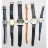 Six wristwatches including Astral digital and two Ingersoll