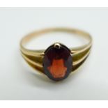 A 9ct gold and garnet ring, Chester 1911, 1.4g, O