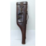 A leather leg of mutton gun case, 79cm