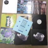 A collection of ten LP records, Joy Division, Depeche Mode, Peter Hook and The Light, Aphex Twin,