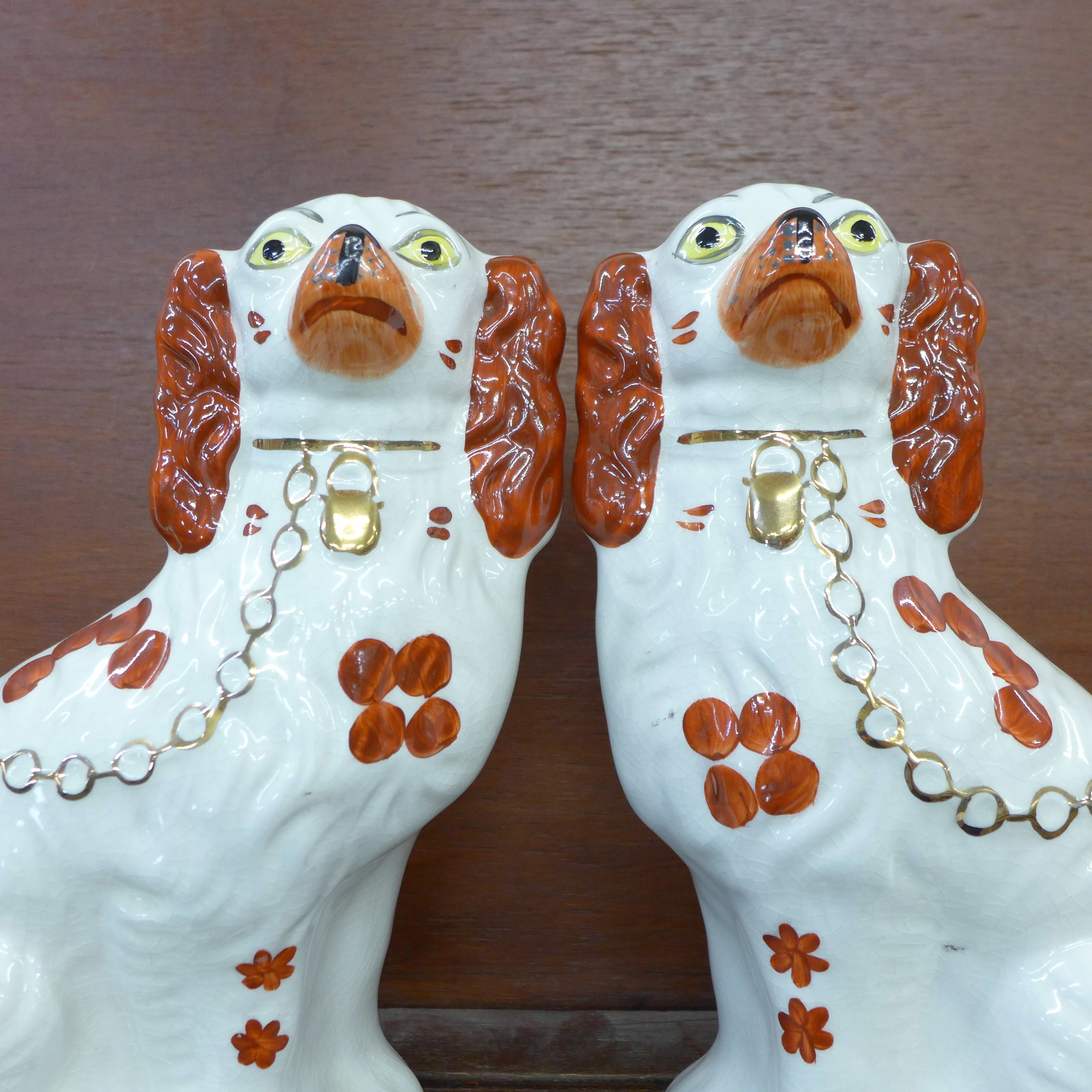 A pair of Staffordshire spaniels, 29cm - Image 2 of 2