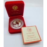 A 1997 The Perth Mint The Australian Kookabura silver coin, one ounce fine silver, with box