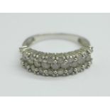 A white metal, twenty-nine stone diamond ring, approximately 1.2carat diamond weight, 3.5g, S, (
