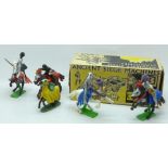 Britains Ancient Siege Machines catapult, a crossbow, and Britains figures (26) with accessories