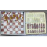 A carved onyx chess set