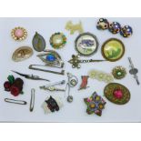 Twenty-five costume brooches