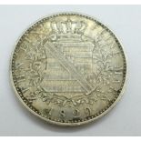 Coin;- A German States 1829 Thaler, Anton V.G.G. Koenig Von Sachsen, mint S, 27.9g