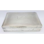 A silver Art Deco style cigarette box, Birmingham 1961, 448g gross