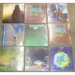 Eight Yes and one Wishbone Ash LP records