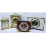 Four mantel timepieces, Junghans x2, Metamec and Bentima