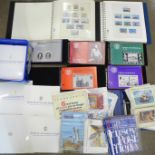 A large collection of Guernsey stamps; 14x yearbooks of mint stamps 1985-1998, a Lindner album of