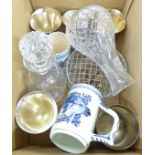 A box of plated ware, china and glassware including cut glass **PLEASE NOTE THIS LOT IS NOT ELIGIBLE