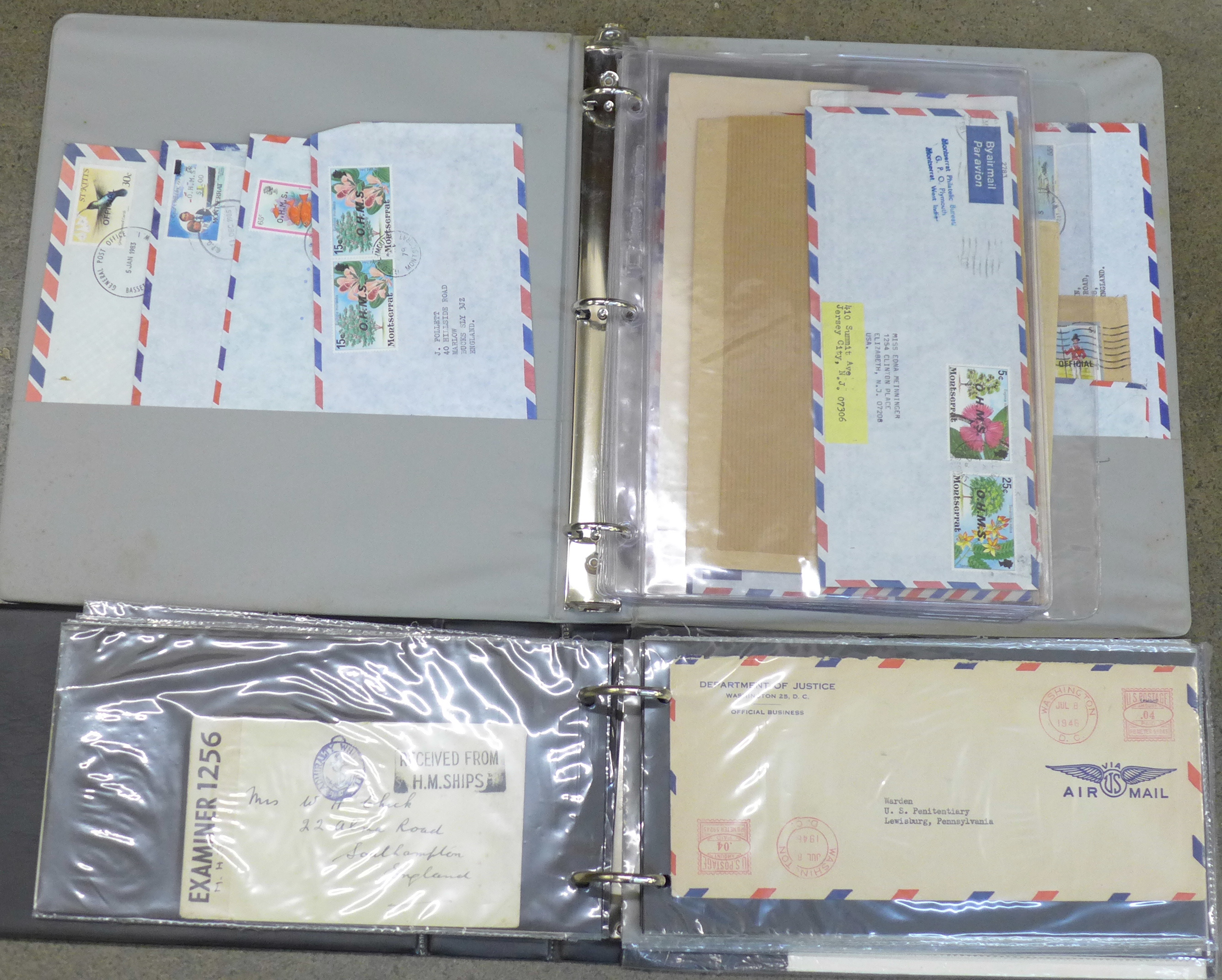 Stamps; two albums of postal history, all official and OHMS covers from Queen Victoria onwards (77)