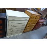 A pine chest of drawers and one other