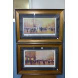 A pair of signed limited edition Raymond Gilronan prints, Parisian street scenes, framed