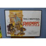 A 1981 Raiders of the Lost Ark film poster, a Tarzan poster and three others