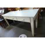 A painted three drawer serving table