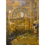 British School (20th Century), architectural archway, mixed media, 28 x 20cms, framed
