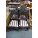 A set of four oak barleytwist dining chairs