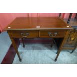 An Edward VII inlaid mahogany two drawer side table