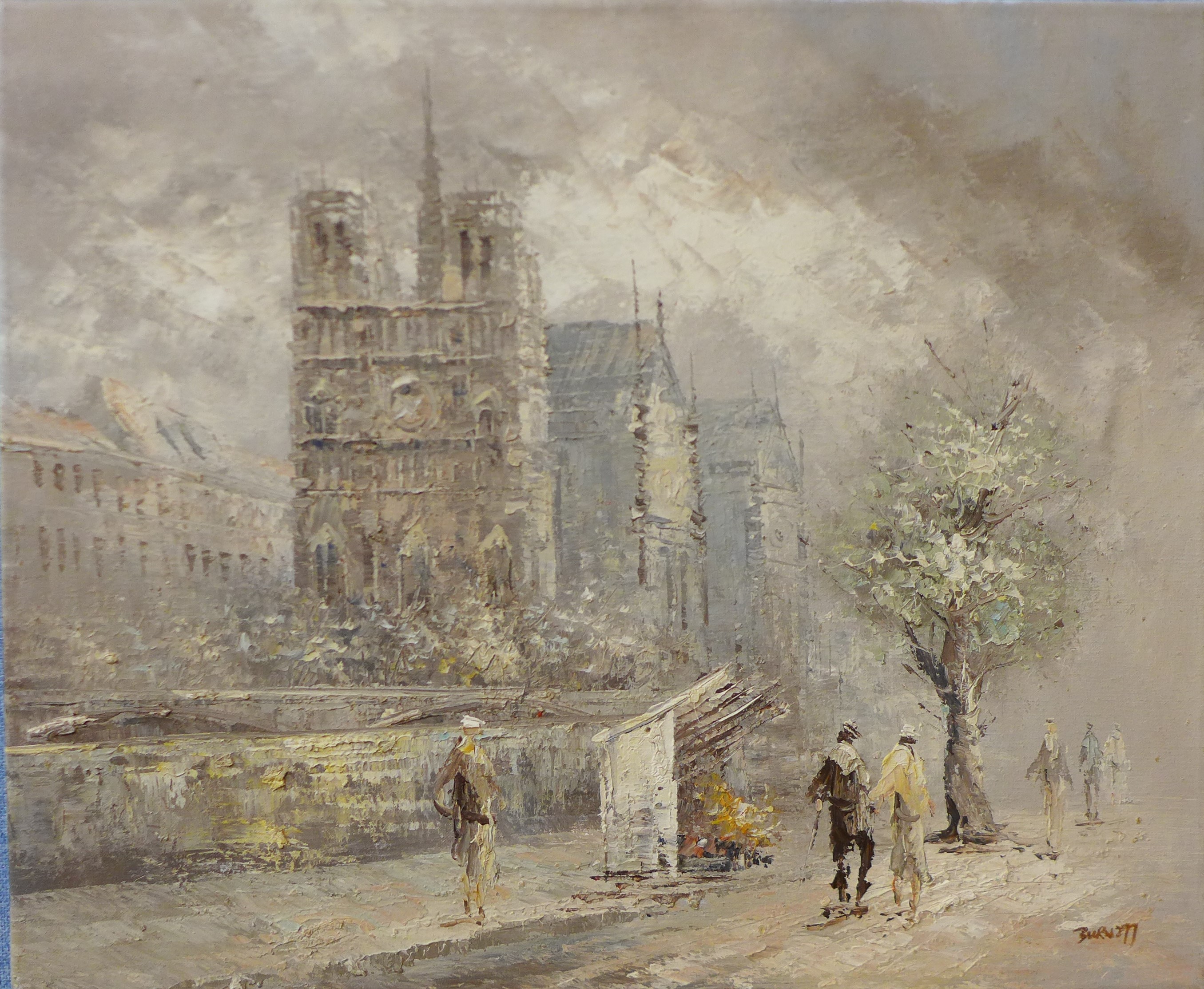 * Burnett, view of Notre Dame, Paris,, oil on canvas, 51 x 61cms, unframed