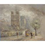 * Burnett, view of Notre Dame, Paris,, oil on canvas, 51 x 61cms, unframed