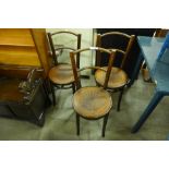 A set of three beech bentwood chairs