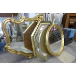 Three gilt framed mirrors