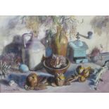 Catherine Ensor, pair of still lifes, watercolour, 28 x 40cms, framed