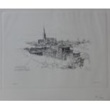 Gerhart Schmirl, view of Vienna, signed limited edition engraving, no. 30/100, 17 x 23cms, in