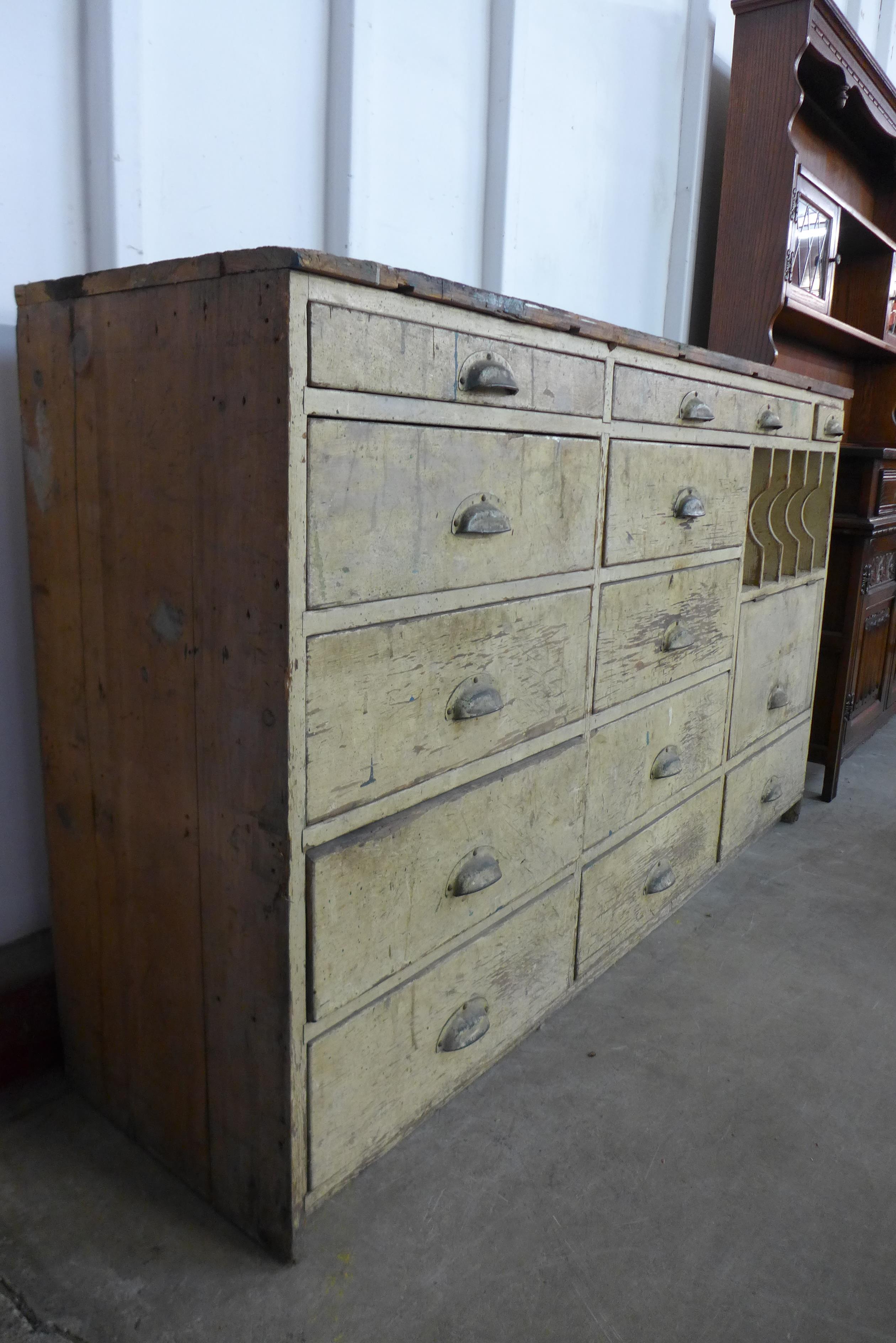 A Victorian pine industrial factory cabinet - Image 2 of 3