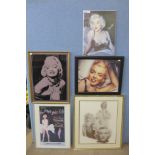 Five Marilyn Monroe prints