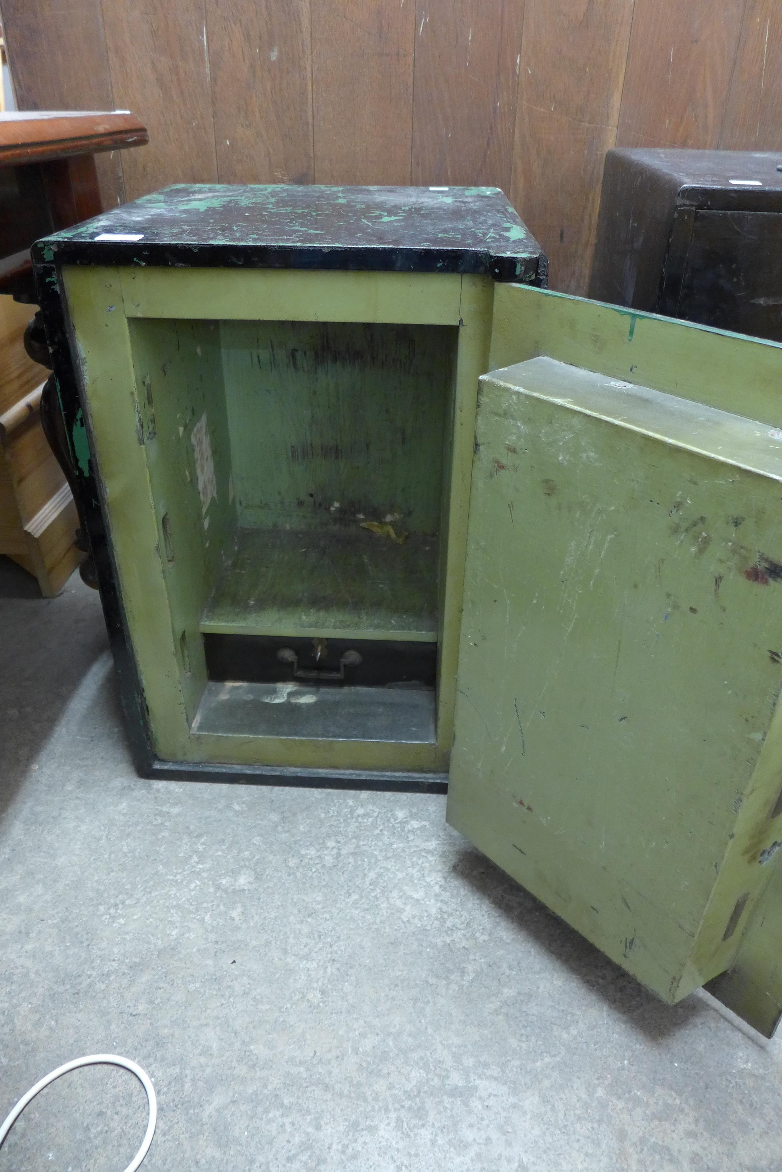 A F.E. Wilson cat iron safe - with key - Image 2 of 2