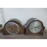 Two oak mantel clocks