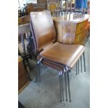 A set of four chrome and plywood chairs