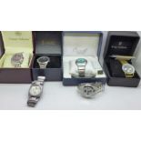 Six fashion wristwatches, Gianni Sabatini, Krug Baumen, Stauer and three others