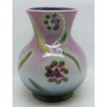 An Anita Harris Trojan vase in lilac background, 15cm high, signed on the base