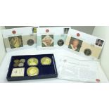 Three limited edition Diamond Jubilee first day coin cover sets, three gold plated Silver Jubilee