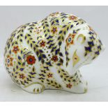 A Royal Crown Derby Russian bear paperweight, silver stopper, boxed, 8.5cm