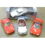 Classic Cars Sunstar Triumph GT6, boxed, plus three unboxed; Porsche 911, BMW Z3 James Bond and