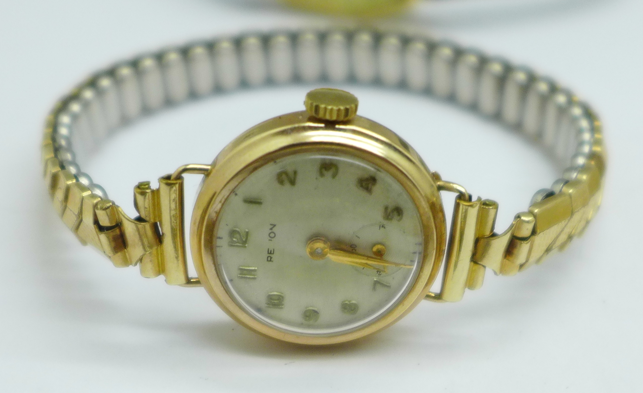 Two lady's 9ct gold cased wristwatches, including Verity with mother of pearl dial, a gold plated - Image 3 of 7