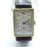 A 9ct gold cased Vertex wristwatch, Birmingham 1939, 23mm case